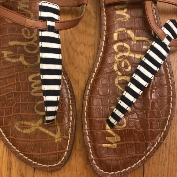 Sam Edelman Striped T-Strap Sandals - Picture 2 of 3